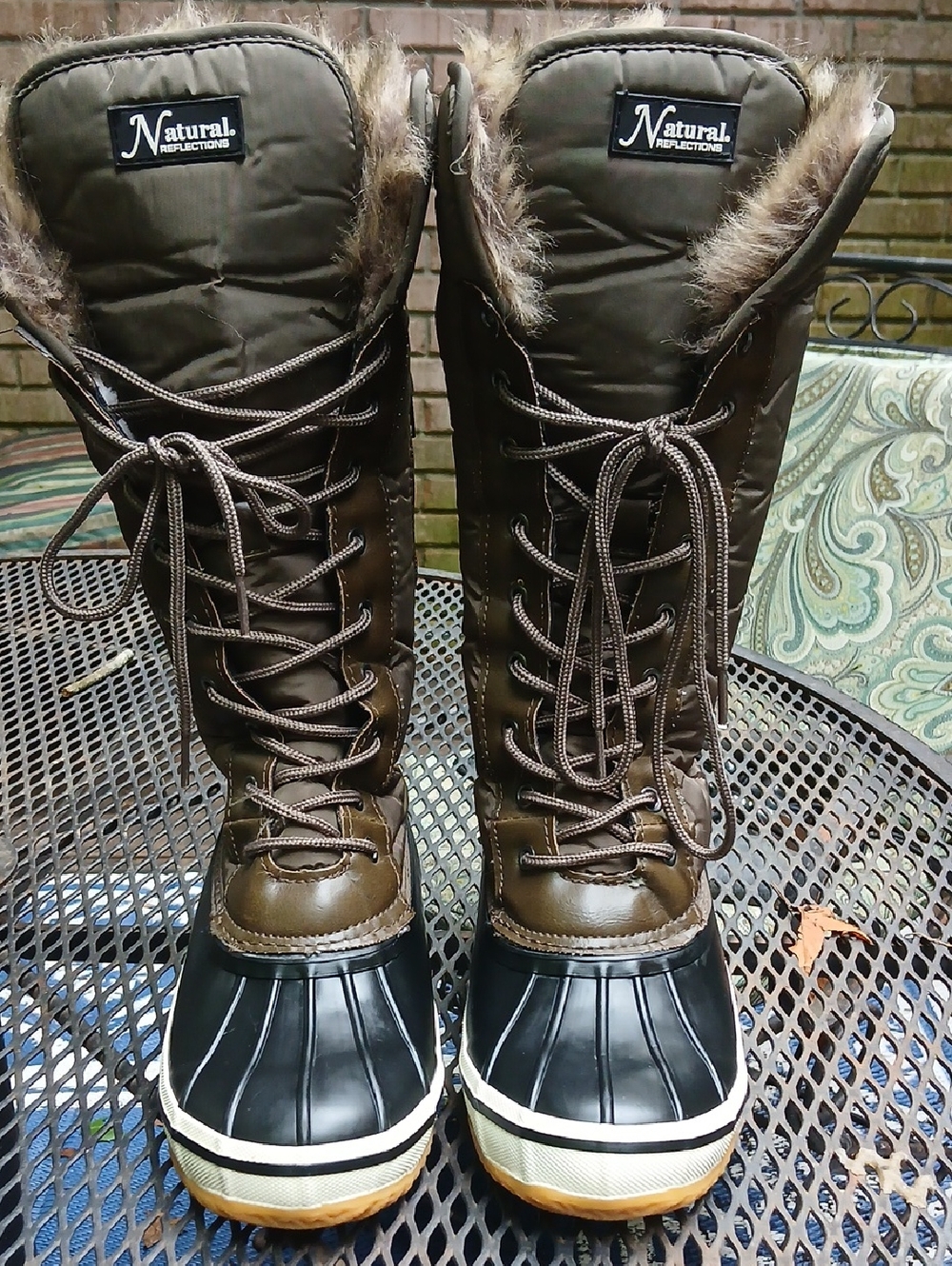 Natural Reflections Women's Brown Waterproof Winter Boots with Fur Trim, Sz.6